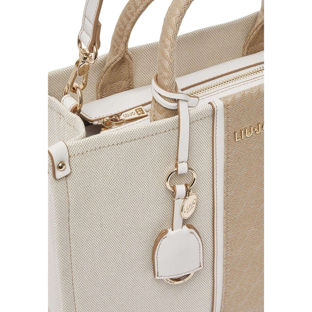 Liu Jo Borsa Donna Beige Cotone Cerniera Grande