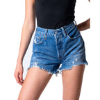 Levi's Shorts Donna Blu Cotone Zip Bottone Tasche