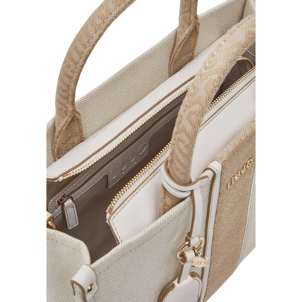 Liu Jo Borsa Donna Beige Cotone Cerniera Grande