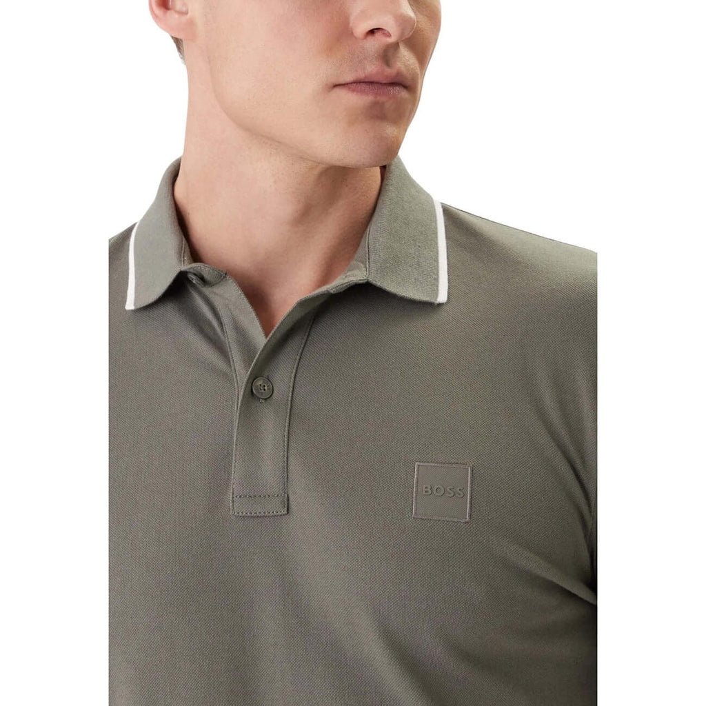Boss Polo Uomo Grigio Cotone Maniche Corte