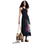 Desigual Abito Donna Nero Floreale Spalline Viscosa - AbbiMar