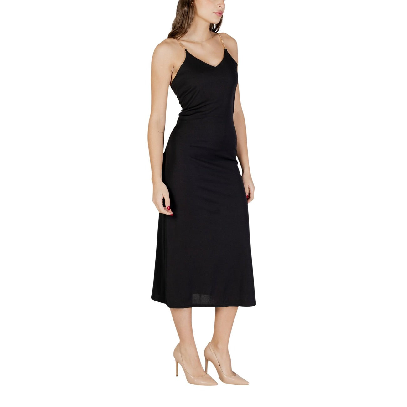 Morgan De Toi Abito Donna Nero Spalline Scollo V - AbbiMar