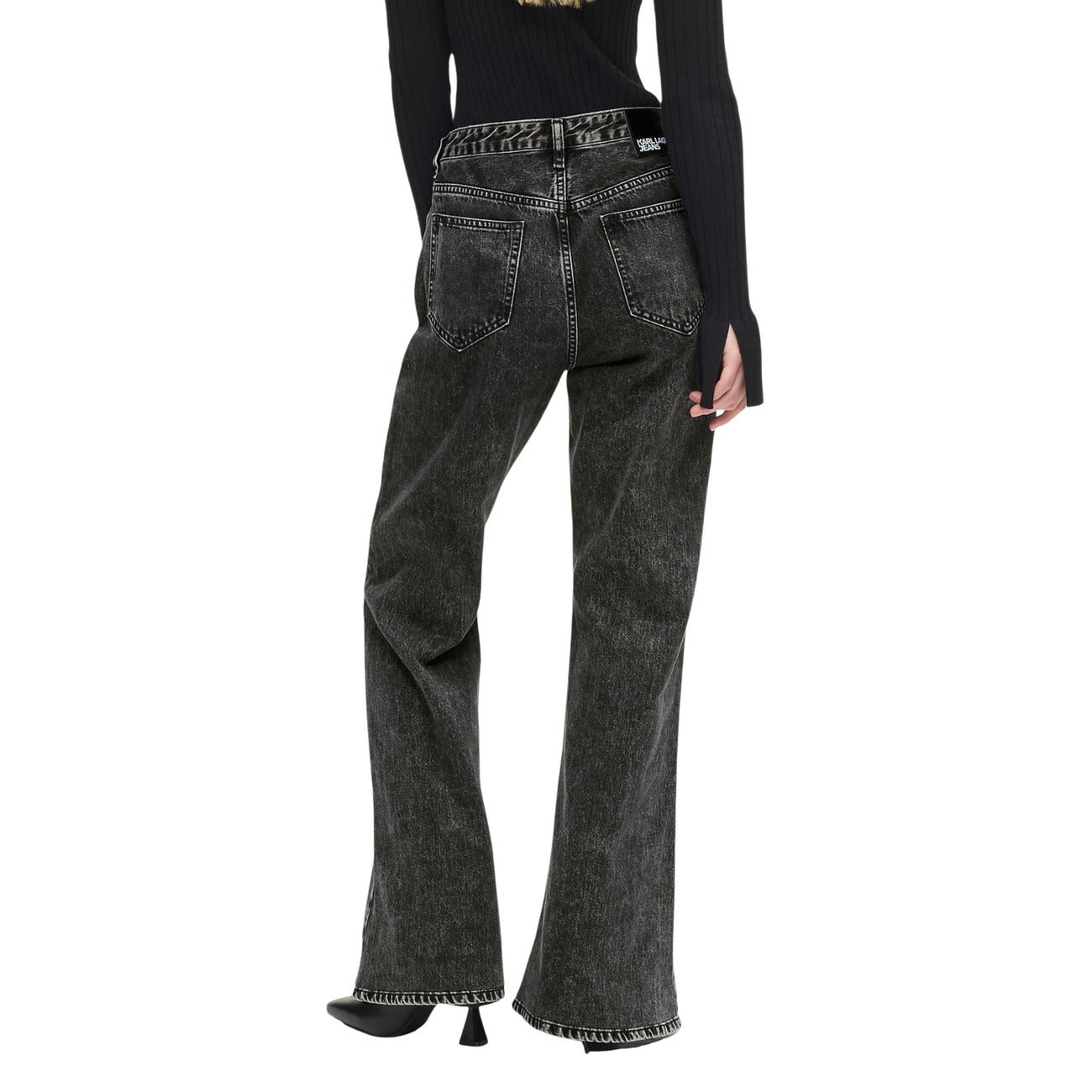 Karl Lagerfeld Jeans Donna Nero Cotone Zip Bottone - AbbiMar