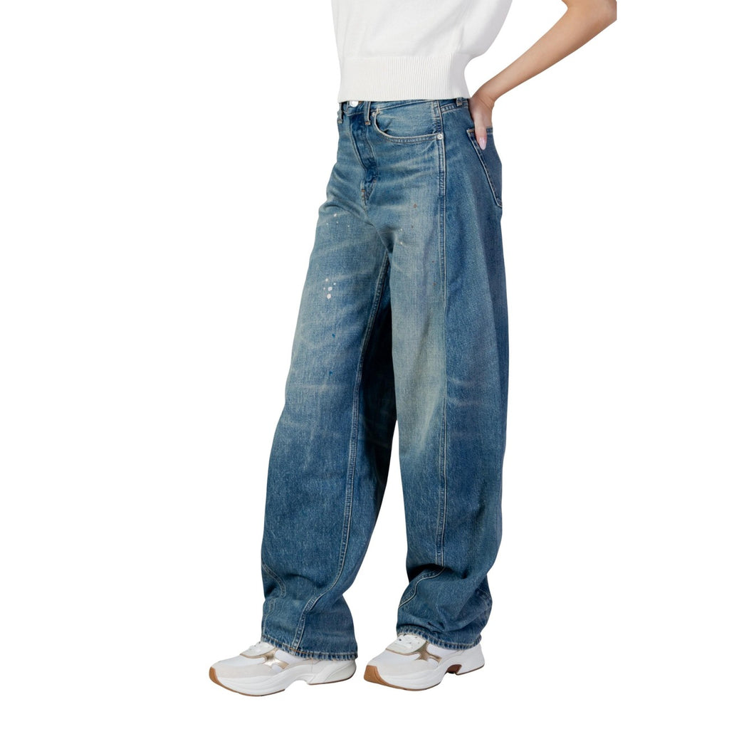 Tommy Hilfiger Jeans Donna Blu Cotone Organico Zip Bottone - AbbiMar