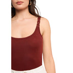 Morgan De Toi Canotta Donna Marrone Spalline Scollo Tondo - AbbiMar