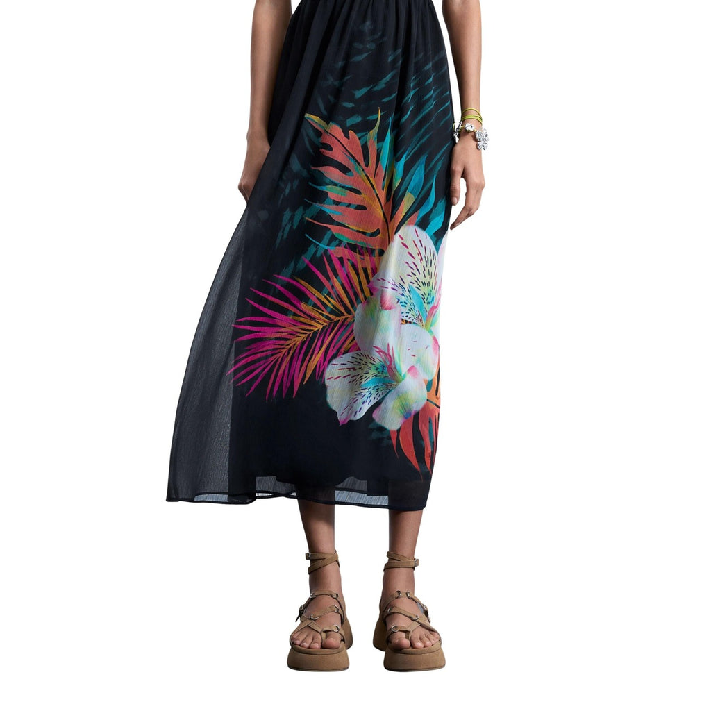 Desigual Abito Donna Nero Floreale Spalline Viscosa - AbbiMar