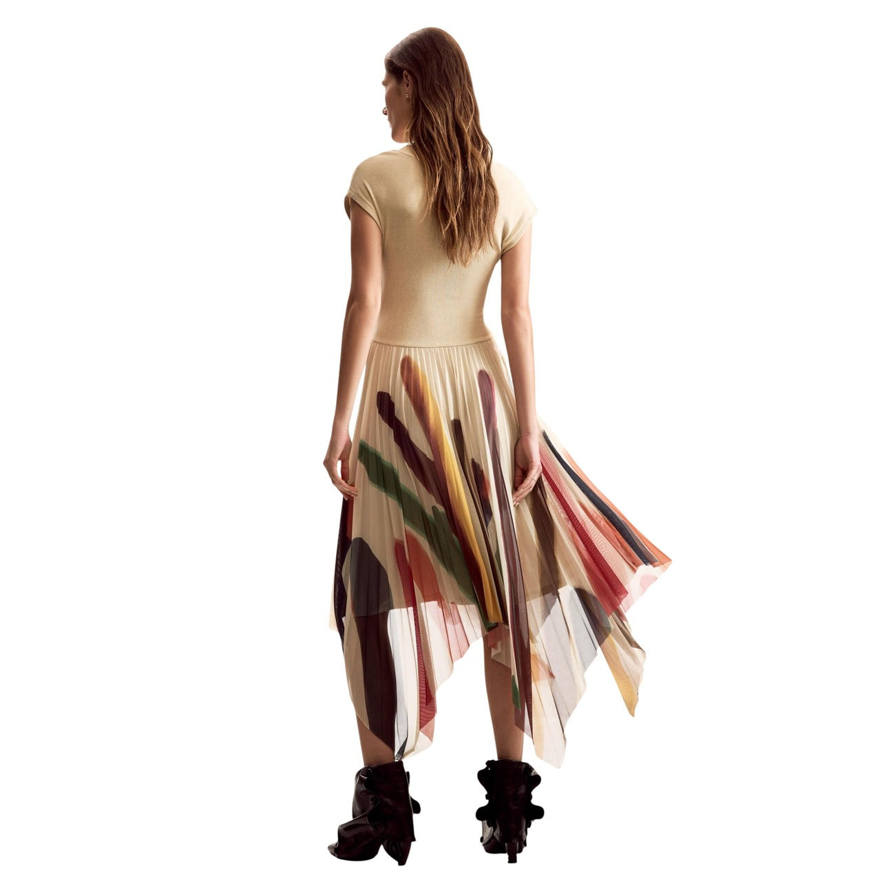 Desigual Abito Donna Beige Stampa Maniche Corte - AbbiMar