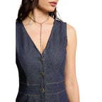 Morgan De Toi Abito Donna Blu Smanicato Bottoni Scollo V - AbbiMar
