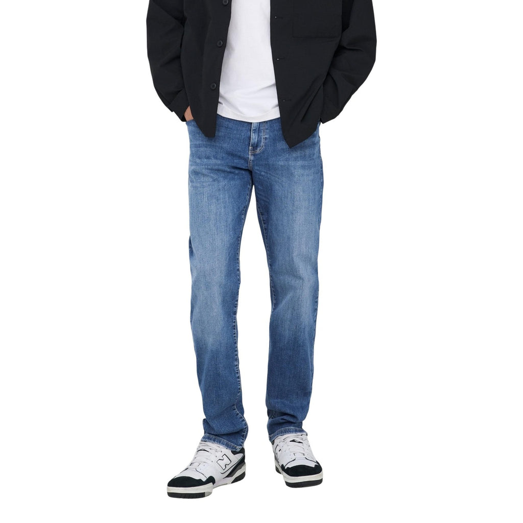 Only & Sons Jeans Uomo Azzurro Cotone Elastan Zip Bottone - AbbiMar