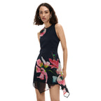 Desigual Abito Donna Nero Floreale Smanicato - AbbiMar