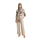 Artigli Camicia Donna Beige Stampa Cotone Maniche 3/4 - AbbiMar