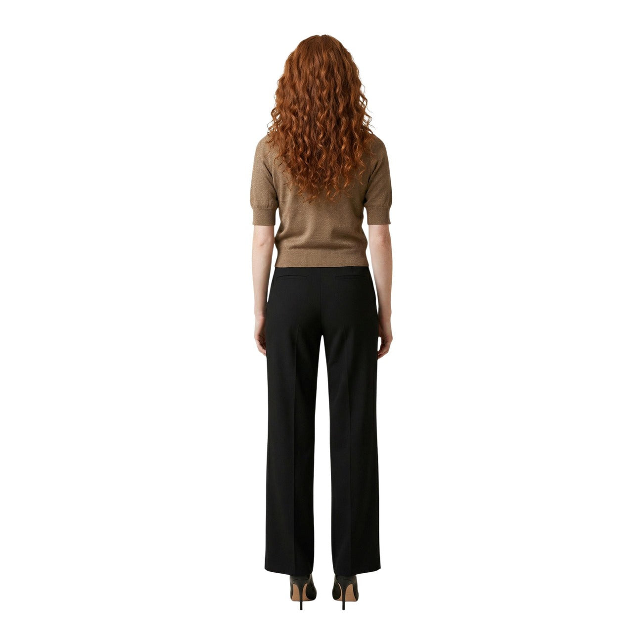 Only Polo Donna Beige Scollo V Maniche Corte