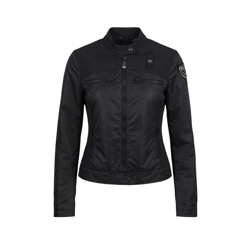 Blauer Giacca Donna Nero Scollo Alto Cerniera Tasche - AbbiMar