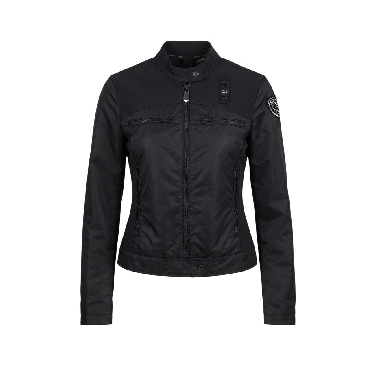 Blauer Giacca Donna Nero Scollo Alto Cerniera Tasche - AbbiMar