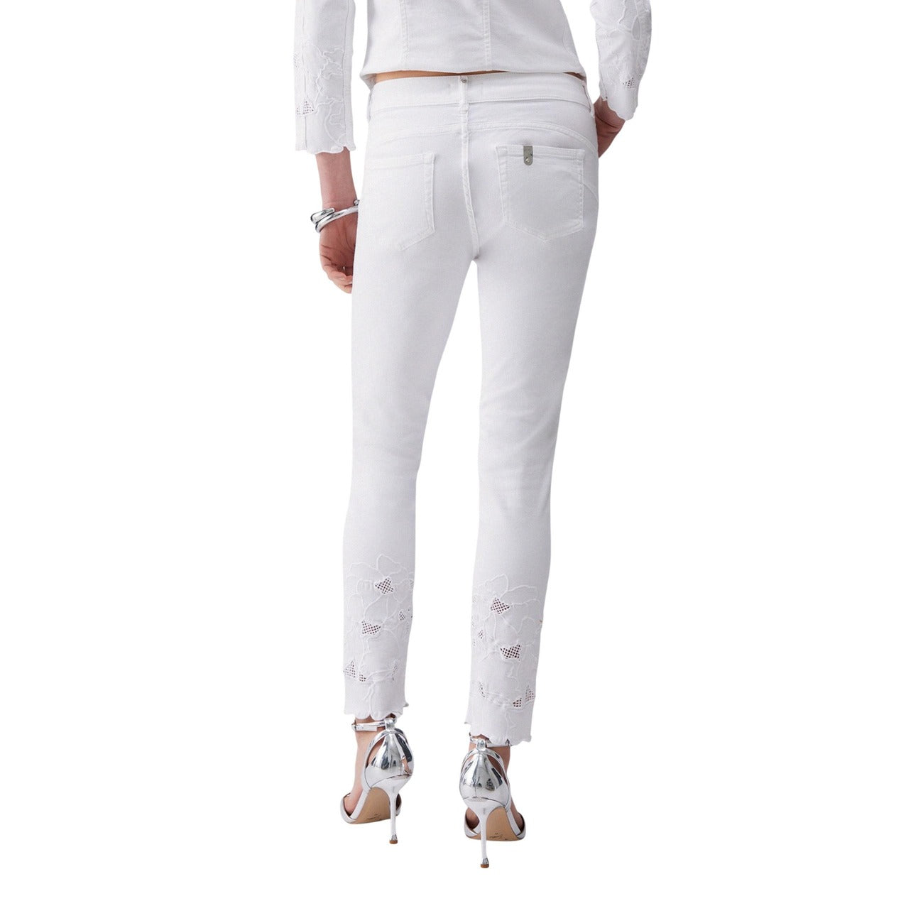 Liu Jo Jeans Donna Bianco Cotone Elastan Zip Bottone - AbbiMar