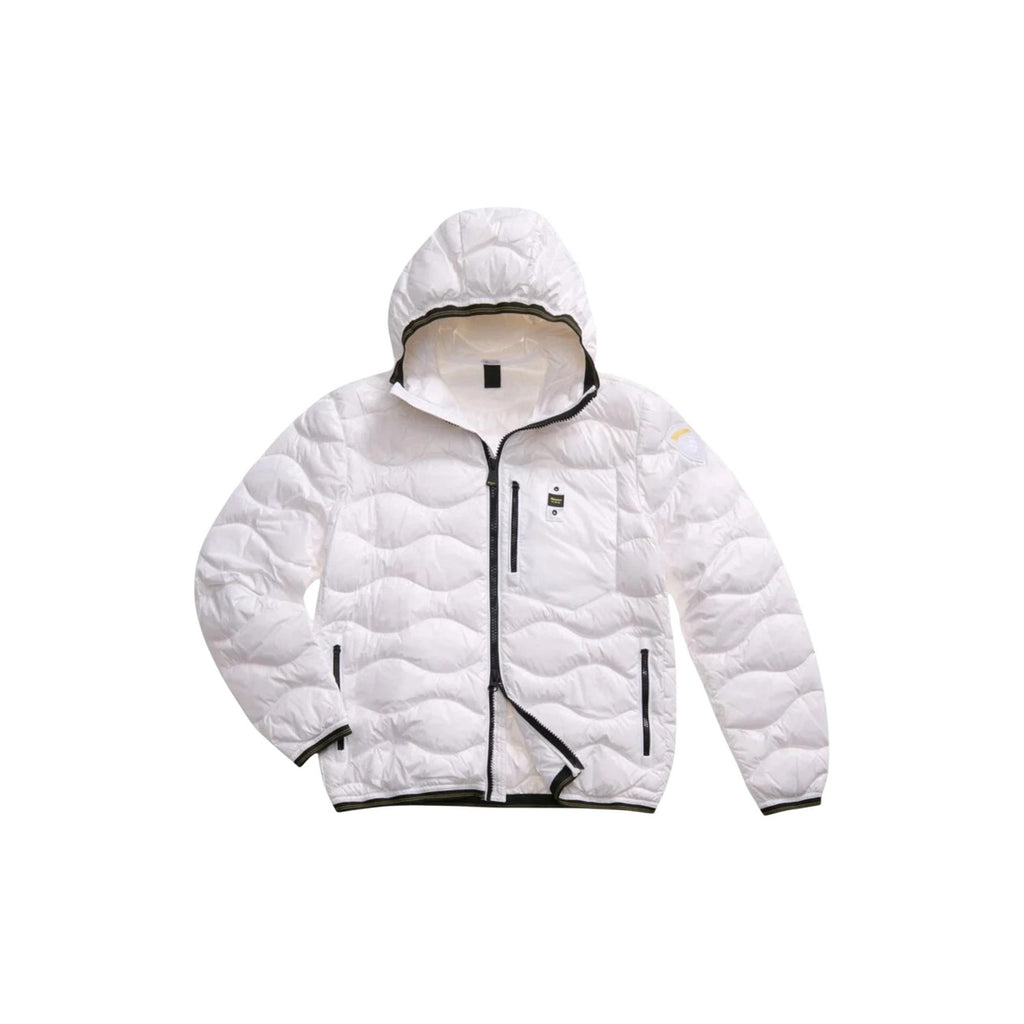 Blauer Giubbotto Uomo Bianco Cappuccio Cerniera Tasche - AbbiMar