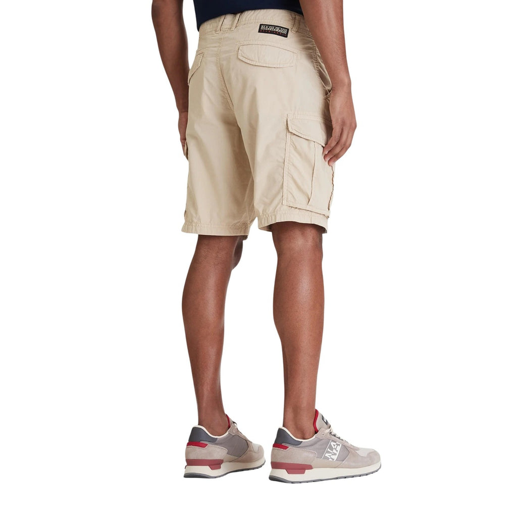 Napapijri Bermuda Uomo Beige Cotone Zip Bottone Tasche - AbbiMar