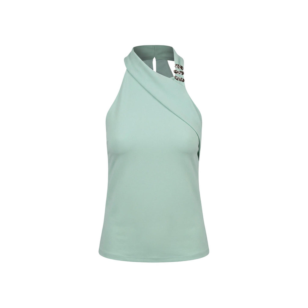 Artigli Top Donna Verde Smanicato Scollo Alto Made in Italy - AbbiMar