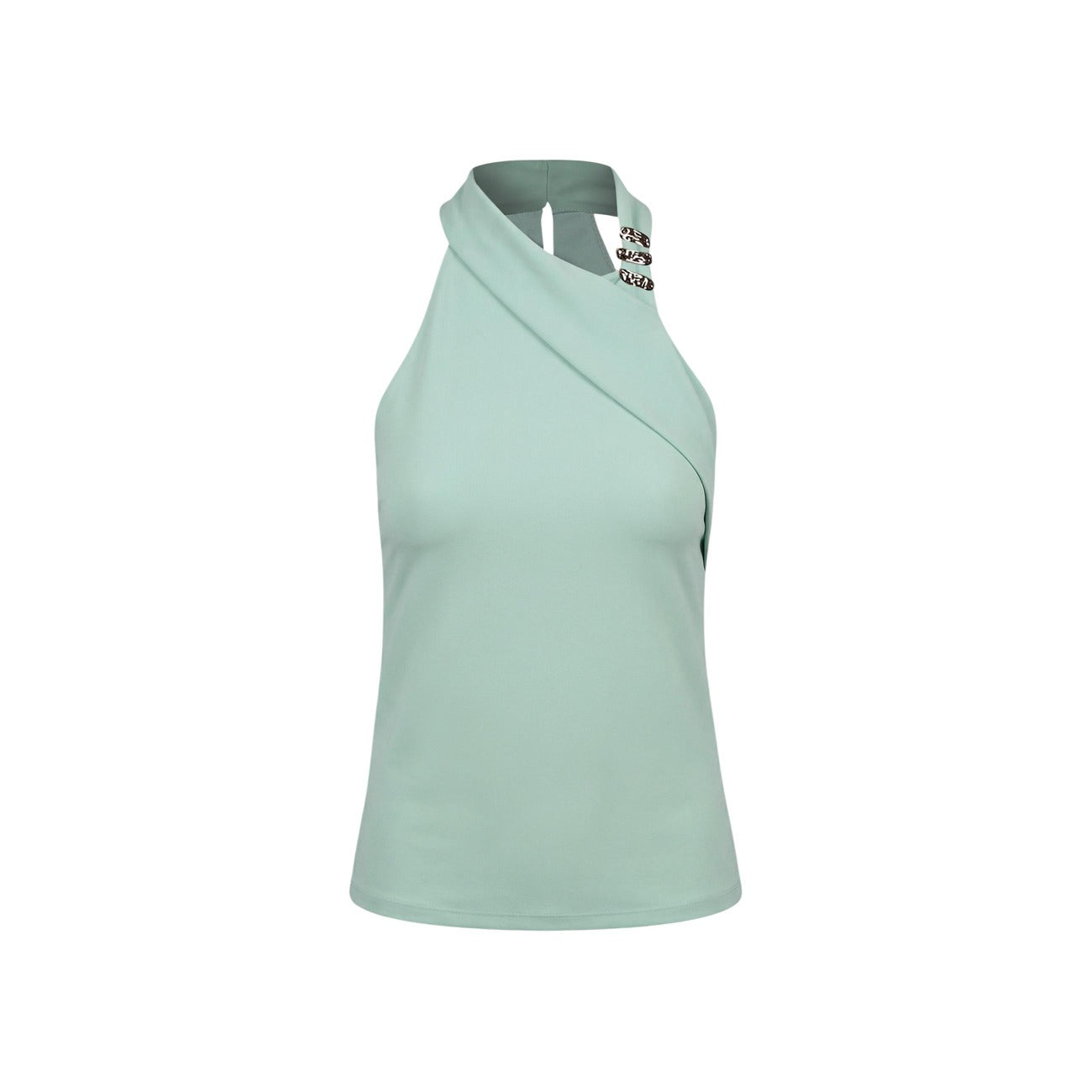 Artigli Top Donna Verde Smanicato Scollo Alto Made in Italy - AbbiMar