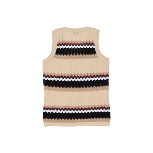 Artigli Top Donna Beige Righe Lurex Smanicato - AbbiMar