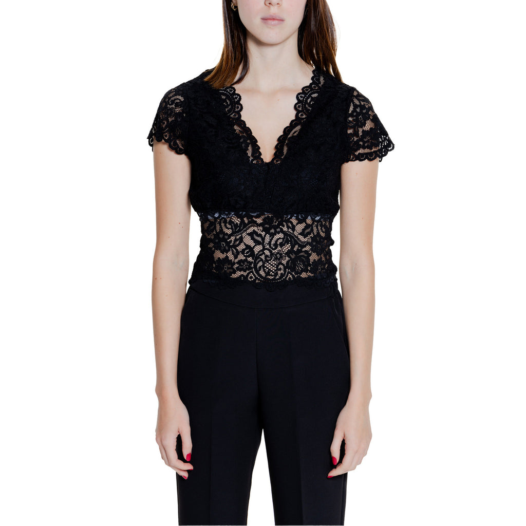 Morgan De Toi Top Donna Nero Maniche Corte Scollo V - AbbiMar