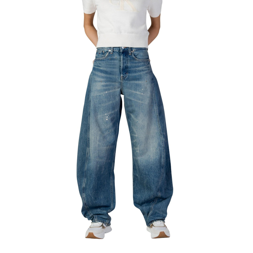 Tommy Hilfiger Jeans Donna Blu Cotone Organico Zip Bottone - AbbiMar
