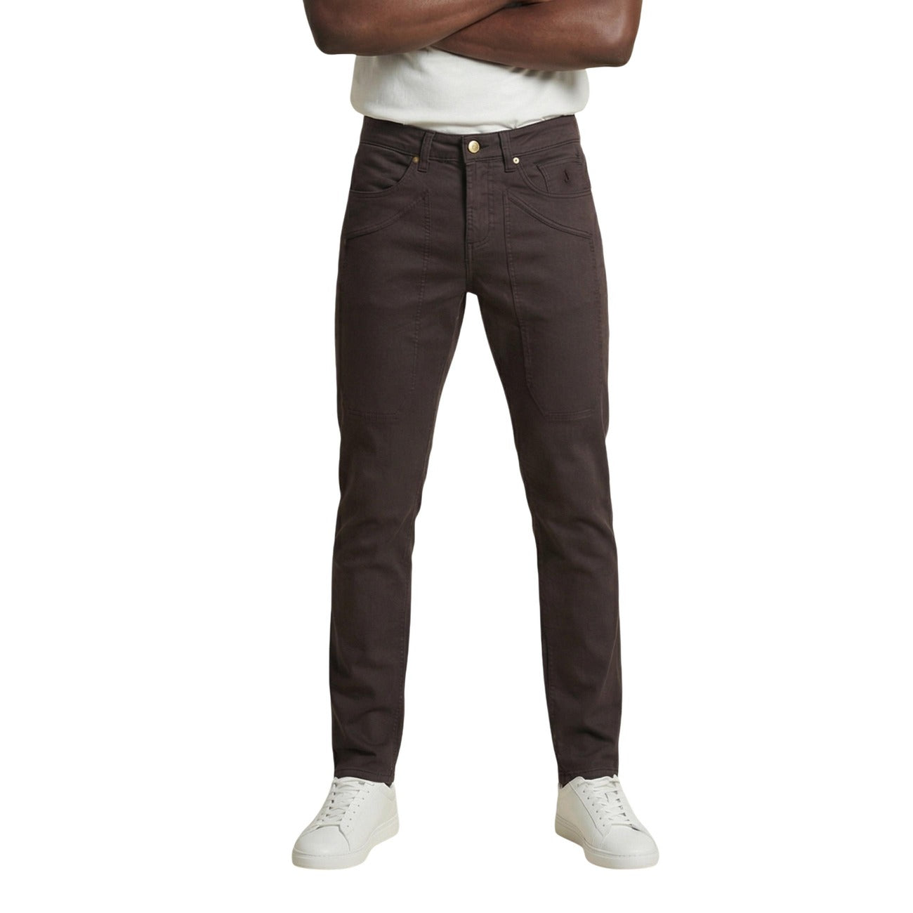 Jeckerson Pantaloni Uomo Marrone Beige Cotone Poliestere Zip - AbbiMar