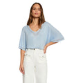 Morgan De Toi Maglia Donna Beige Maniche Corte Scollo V - AbbiMar