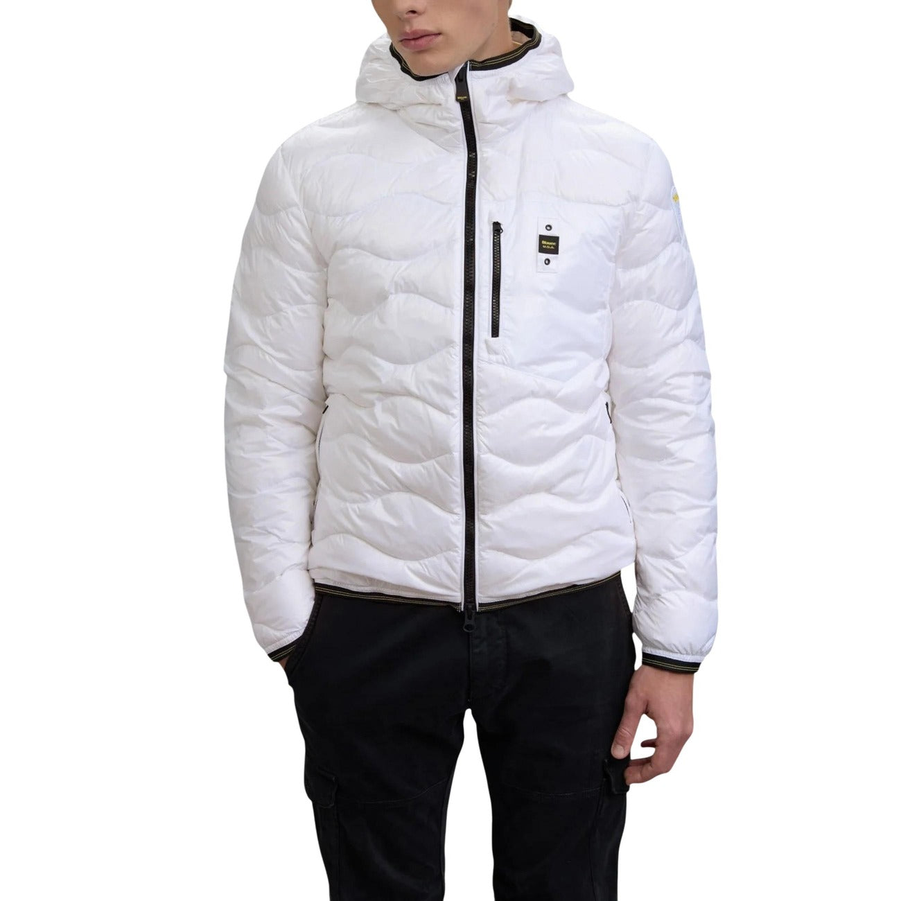 Blauer Giubbotto Uomo Bianco Cappuccio Cerniera Tasche - AbbiMar