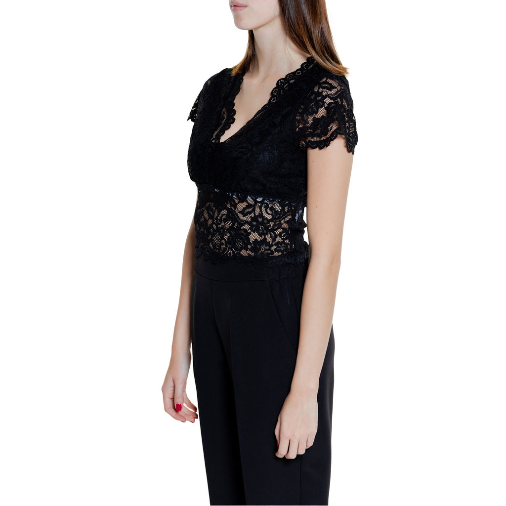 Morgan De Toi Top Donna Nero Maniche Corte Scollo V - AbbiMar
