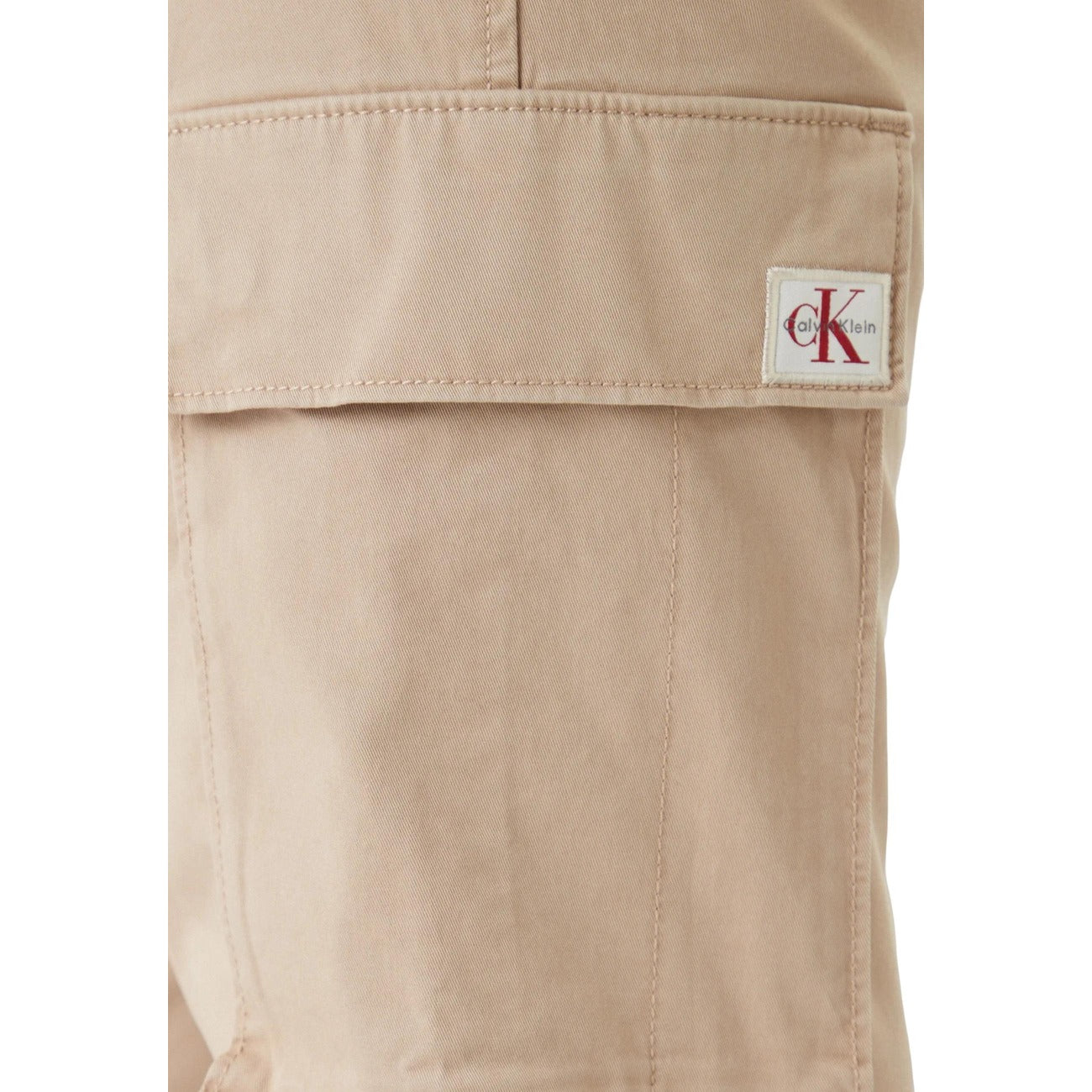 Calvin Klein Jeans Pantaloni Uomo Beige Cotone Zip Tasche Laterali - AbbiMar