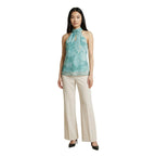 Artigli Top Donna Verde Smanicato Scollo Alto Made in Italy - AbbiMar