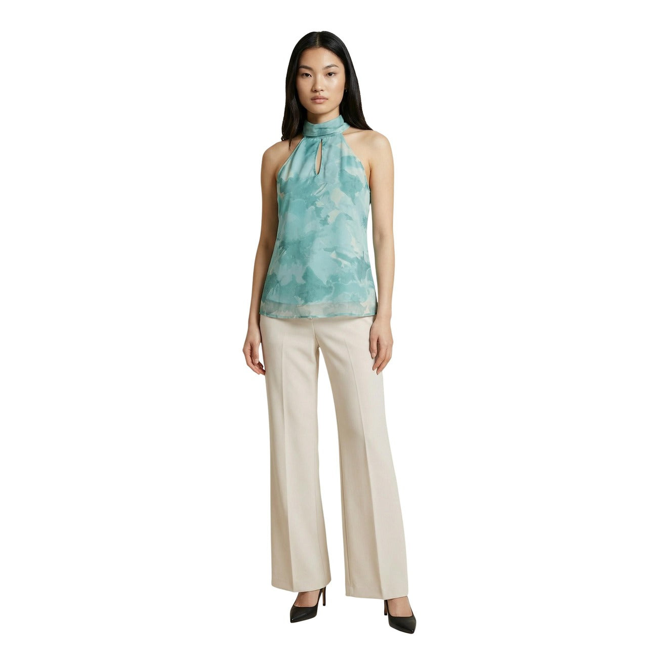 Artigli Top Donna Verde Smanicato Scollo Alto Made in Italy - AbbiMar