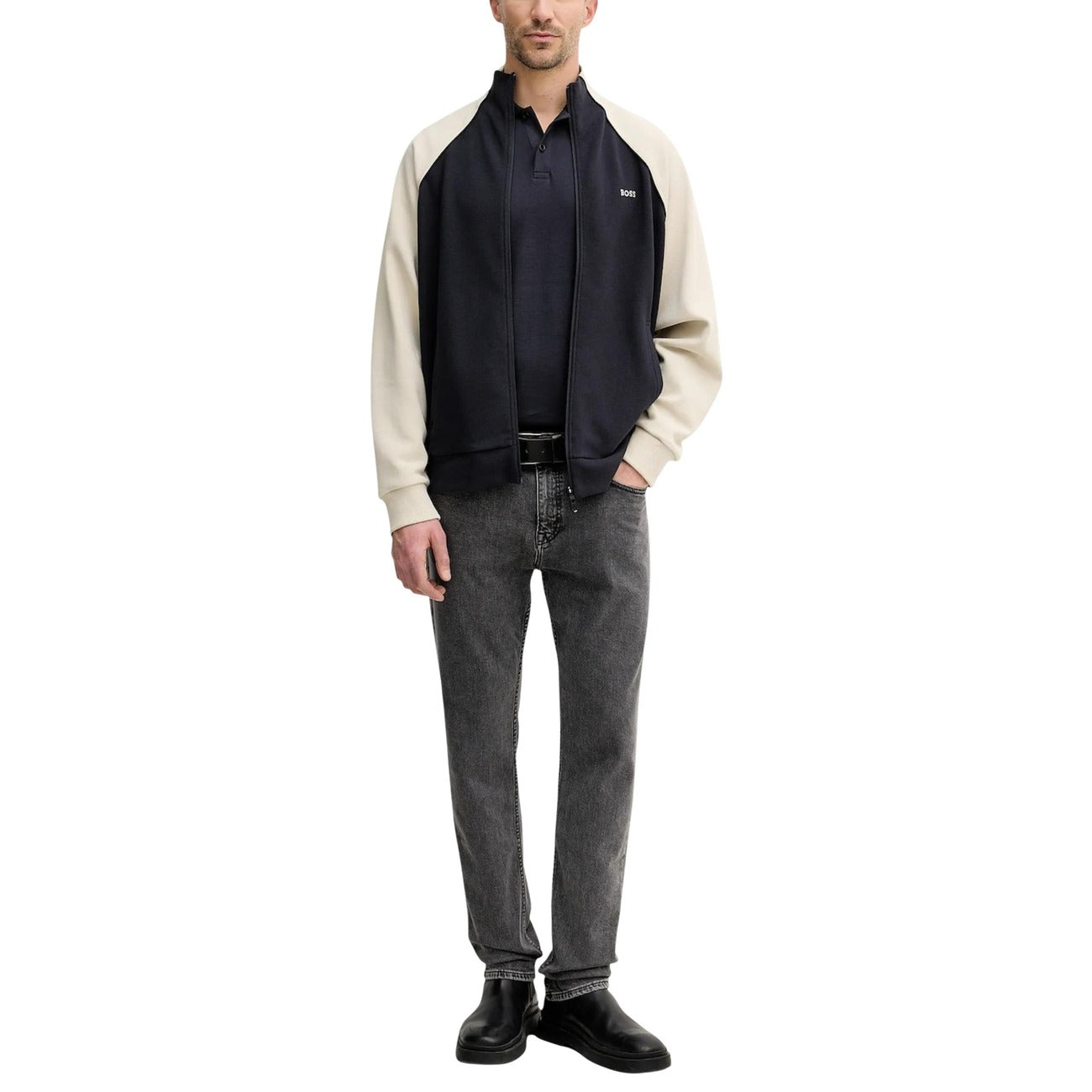 Boss Jeans Uomo Grigio Cotone Elastan Zip Bottone - AbbiMar