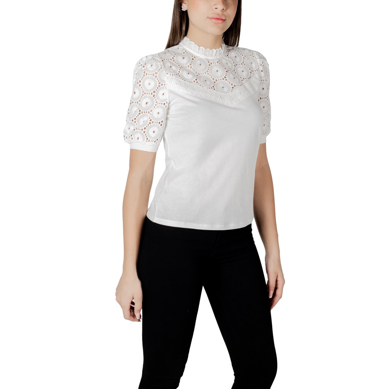 Morgan De Toi Blouse Donna Bianco Cotone Scollo Alto - AbbiMar