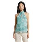 Artigli Top Donna Verde Smanicato Scollo Alto Made in Italy - AbbiMar