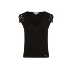 Morgan De Toi Top Donna Nero Smanicato Scollo V - AbbiMar