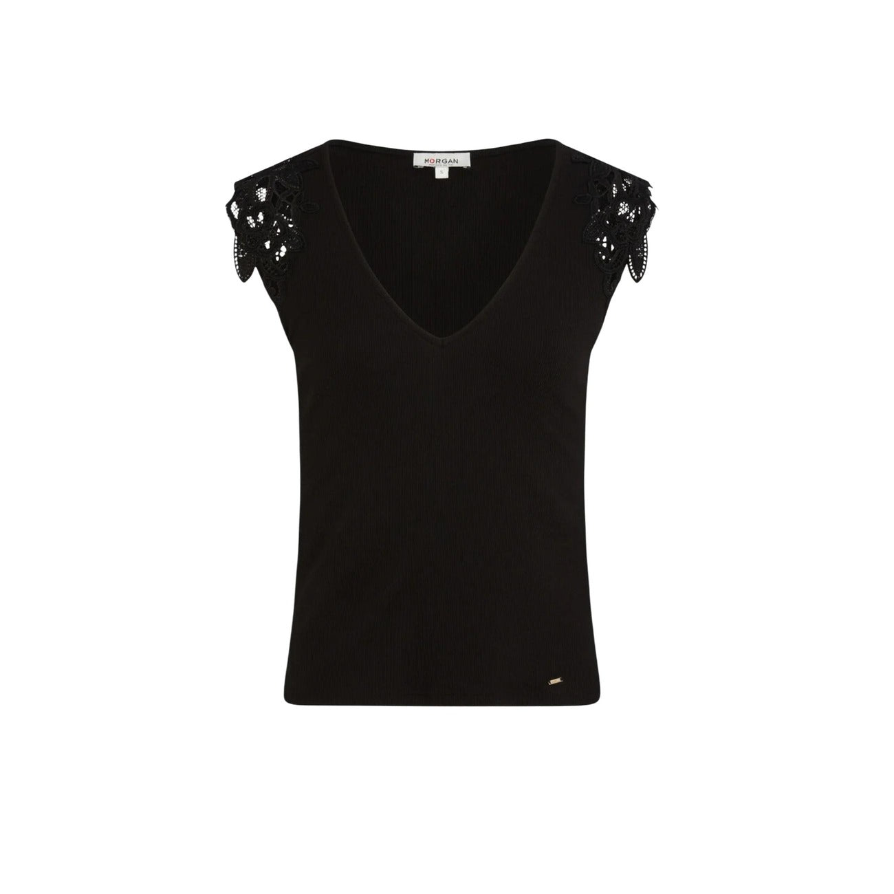 Morgan De Toi Top Donna Nero Smanicato Scollo V - AbbiMar