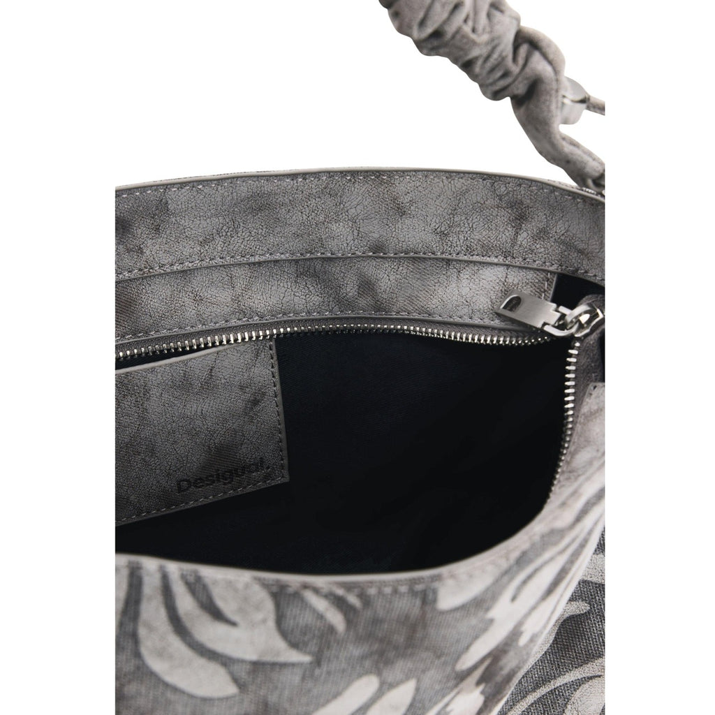 Desigual Borsa Donna Grigio Floreale Cotone Cerniera - AbbiMar