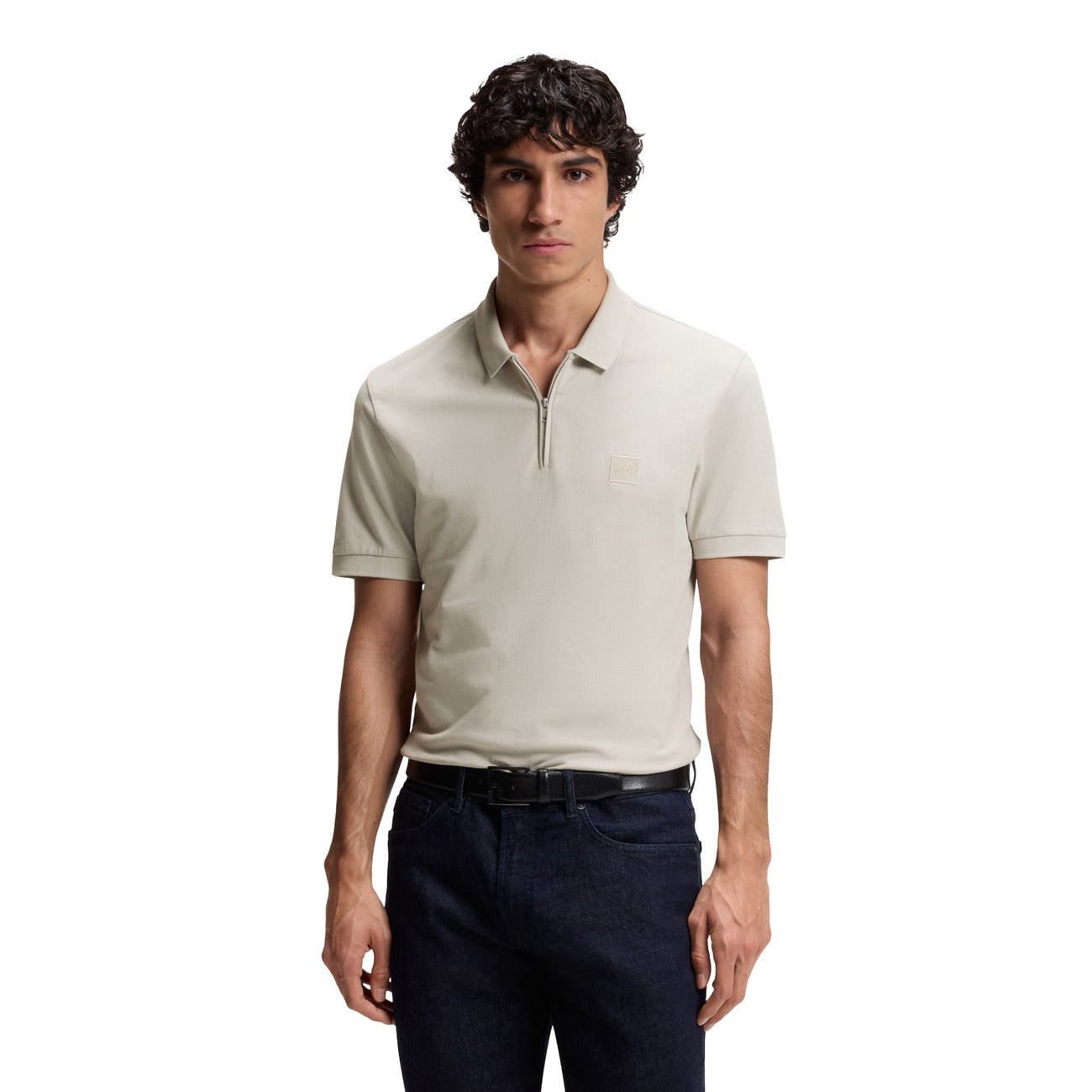 Boss Polo Uomo Grigio Cerniera Cotone Maniche Corte - AbbiMar