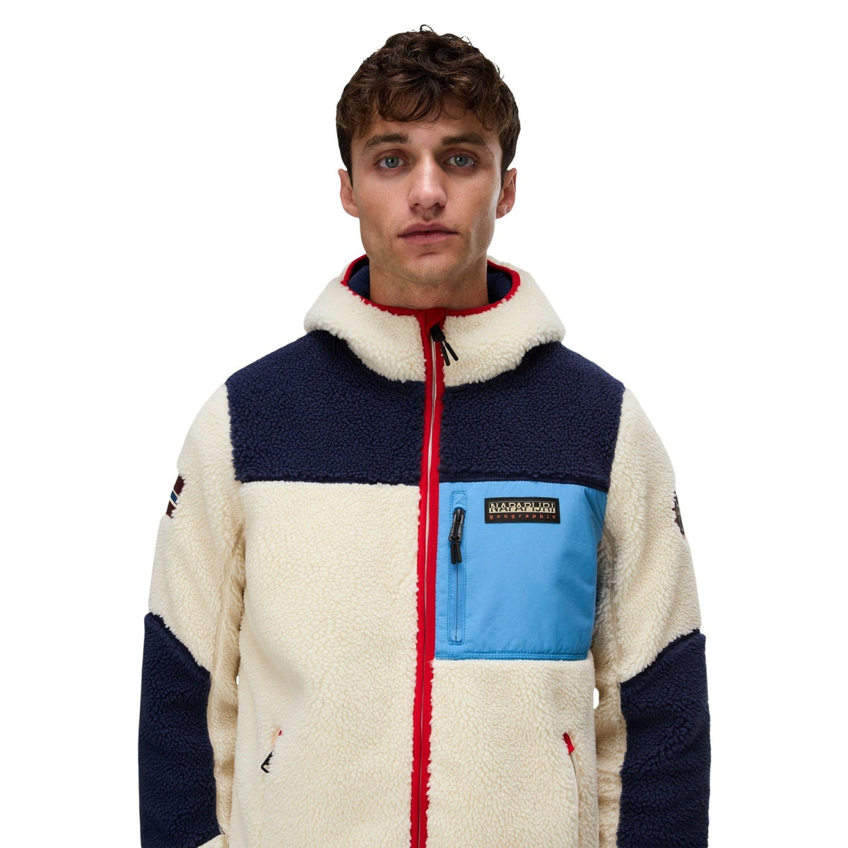 Giacca Pile Napapijri Uomo con Cappuccio Multicolor | Abbimar Napapijri