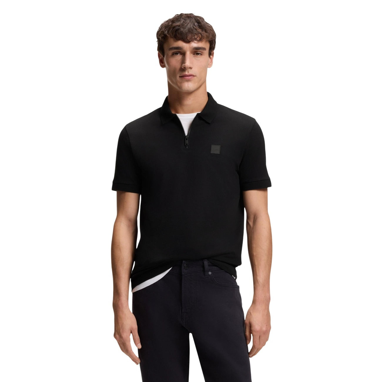 Boss Polo Uomo Grigio Cerniera Cotone Maniche Corte - AbbiMar