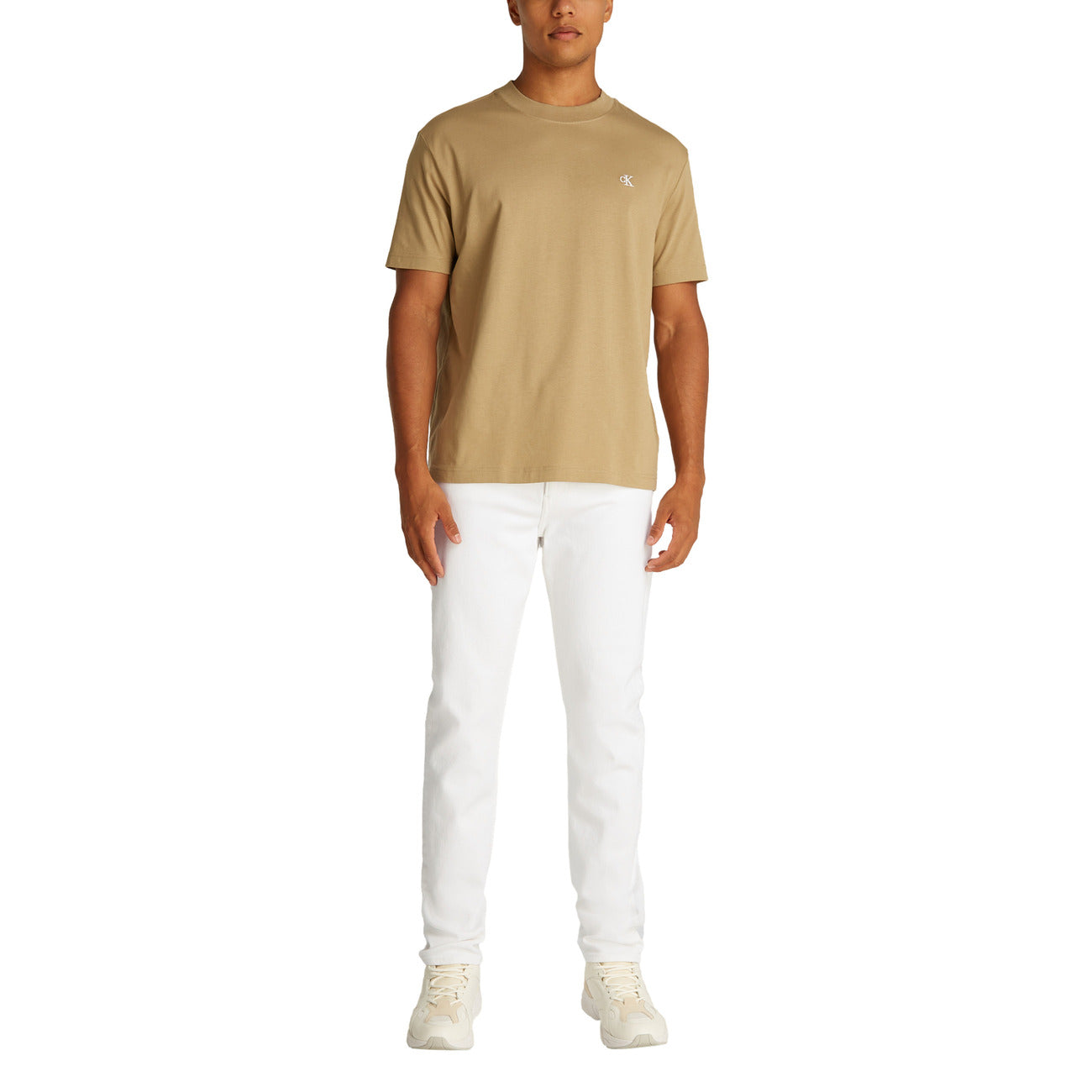 Calvin Klein Jeans Uomo Bianco Cotone Organico Zip Bottone - AbbiMar