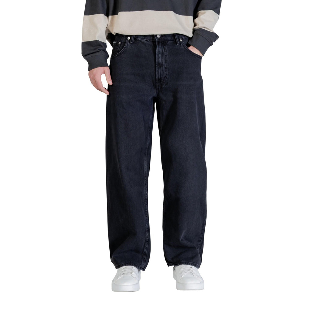 Calvin Klein Jeans Uomo Nero Cotone Zip Bottone Tasche - AbbiMar