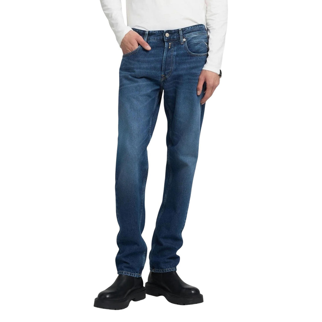Replay Jeans Uomo Blu 100% Cotone Zip Bottone L32 - AbbiMar