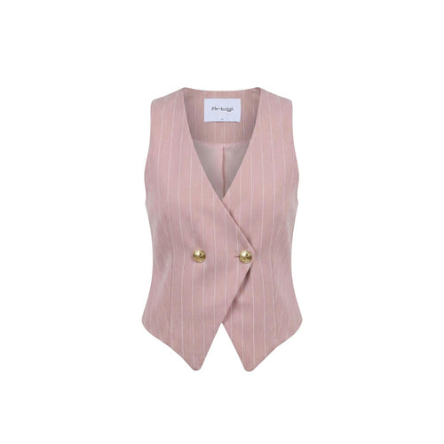 Artigli Gilet Donna Rosa Gessato Smanicato Bavero Made in Italy - AbbiMar