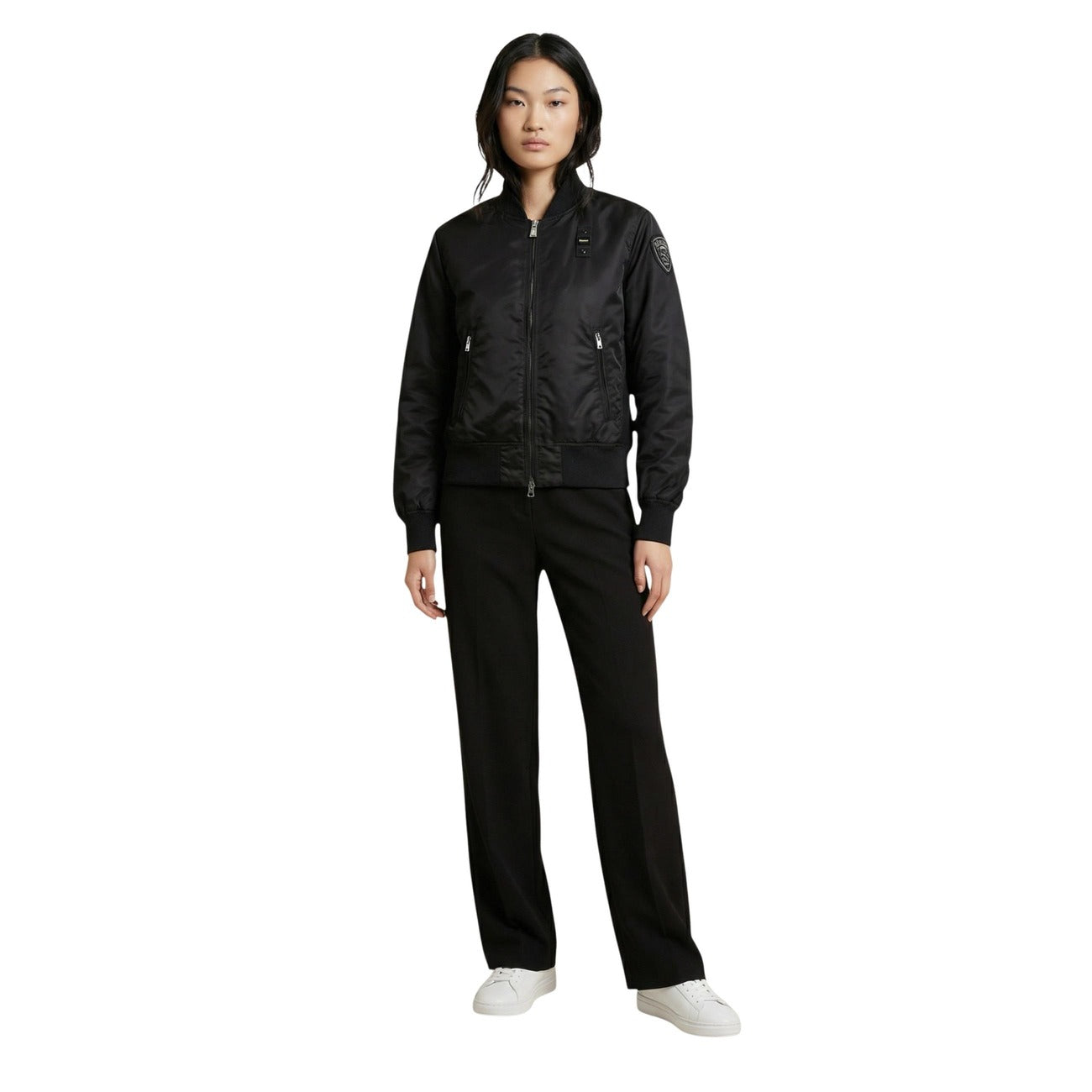 Blauer Giacca Donna Nero Cerniera Maniche Lunghe Tasche - AbbiMar
