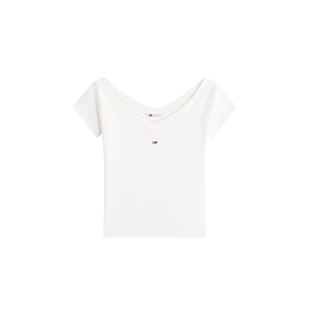 Tommy Hilfiger Jeans Top Donna Beige Scollo Barca Cotone Organico - AbbiMar