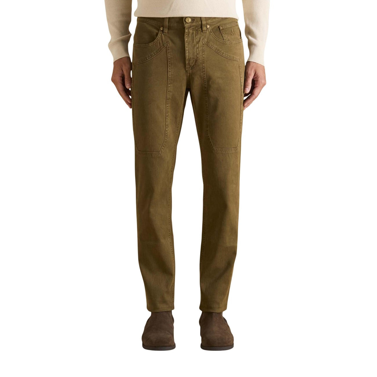 Jeckerson Pantaloni Uomo Beige Ciniglia Zip Tasche - AbbiMar