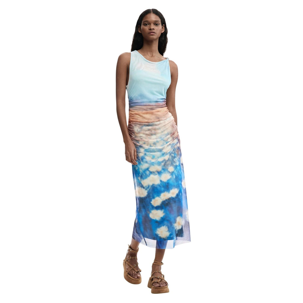Desigual Abito Donna Azzurro Colorato Smanicato - AbbiMar